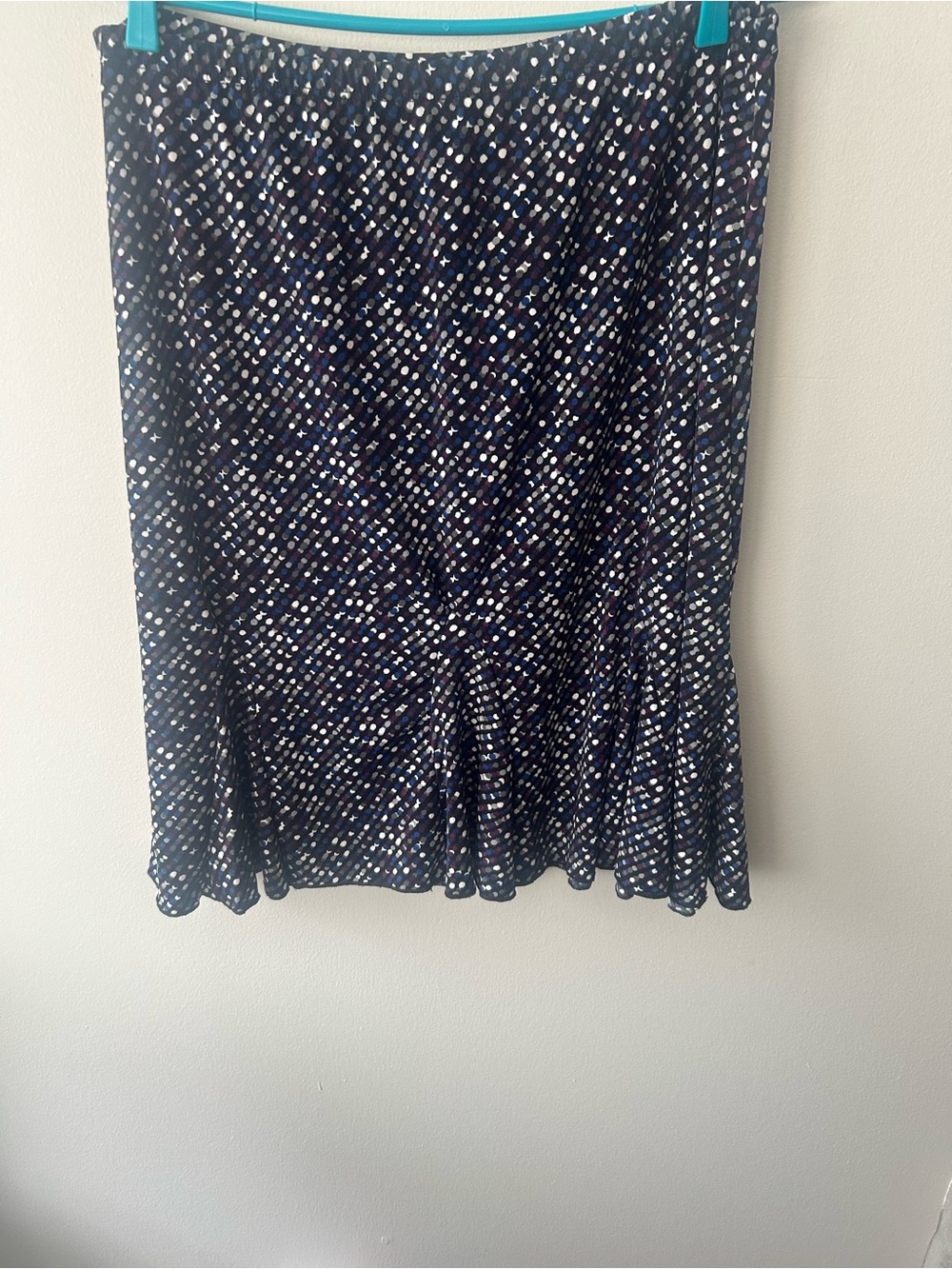 Briggs New York Navy and White Printed A-Line Skirt